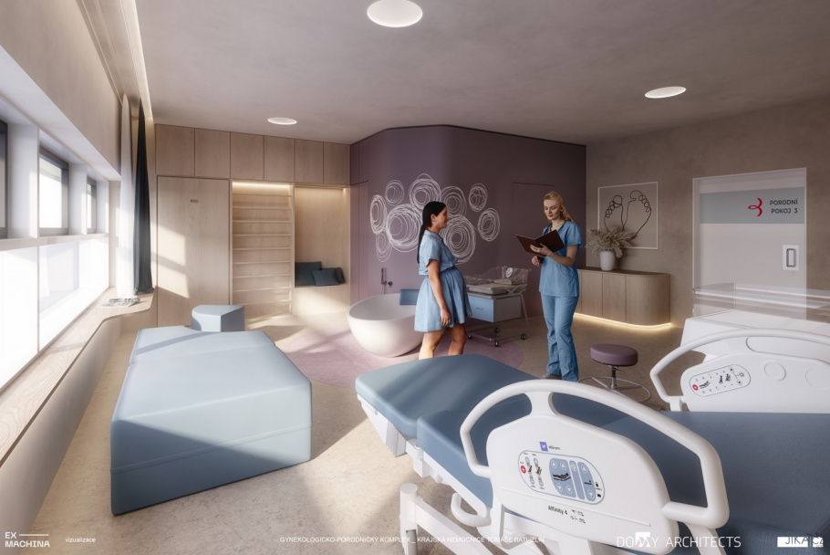 vizualizace interiér porodní pokoje
